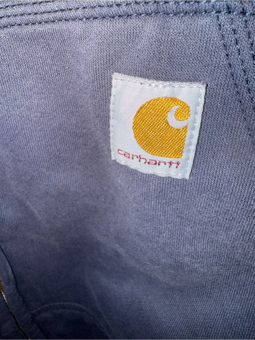 Carhartt Slate Blue Hooded Zip Jacket with Gold Logo